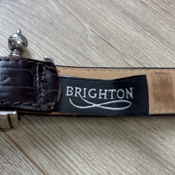 Brighton Dark Brown Croc-Embossed Belt with Silver Buckle and Golf Charms - Picture 2 of 7